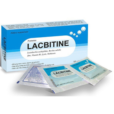 ￼Men tiêu hoá Lacbitine hộp 10 gói, Vinaphar, hỗ trợ tiêu chảy, táo bón