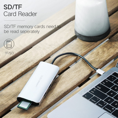 Hub USB C Multi HDMI 4K, Enthernet, USB 3.0, PD, TF, SD Ugreen CM179 40873 - Hàng Chính Hãng