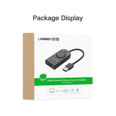 Ugreen UG40964CM129TK 15CM màu Đen Bộ chuyển USB 2.0 sang Loa + MIC chuẩn 3.5mm có điều khiển - HÀNG CHÍNH HÃNG