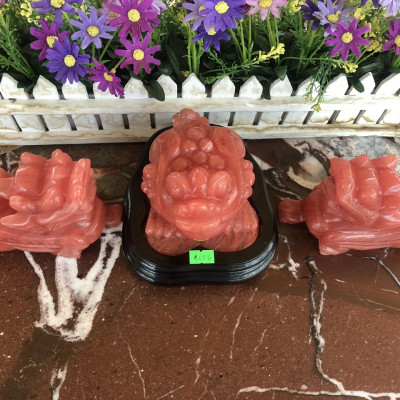 Bộ combo Tỳ Hưu và Tượng Cóc Ba Chân Cóc Ngậm Tiền Thiềm Thừ phong thủy chiêu nạp tài lộc đá núi lửa trang trí bàn thờ thần tài thổ địa