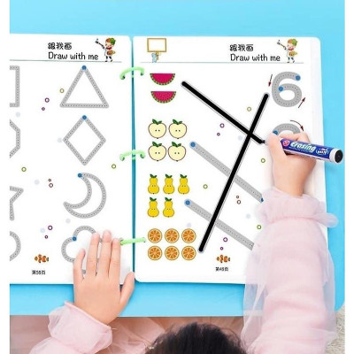 Đồ Chơi Trẻ Em, Học Liệu Montessori, Sách Viết Xoá Được 64 Trang Tặng Kèm 6 Bút, Asstar Đồ Chơi Giáo Dục Cho Bé
