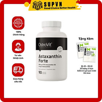 Astaxanthin Ostrovit viên uống tăng cường hệ miễn dịch, chống lão hóa, đẹp da, Hỗ trợ phát triển cơ bắp (90 viên)