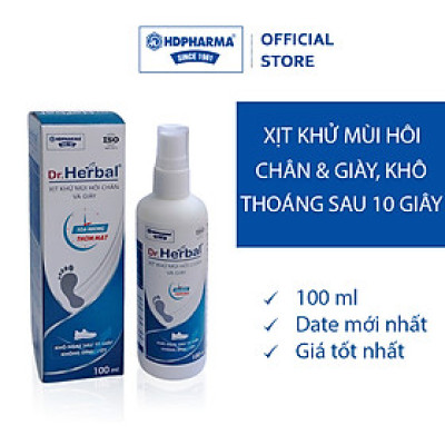 Xịt Khử Mùi Hôi Chân Và Giày DR.HERBAL - Khô thoáng sau 10 giây (100 ml)
