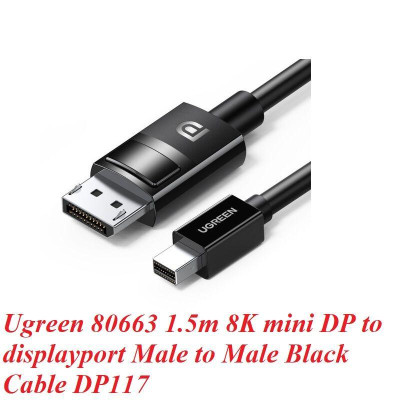 Ugreen UG80663DP117TK 1.5M 8k60hz 4k144hz 2k240hz Màu Đen Cáp chuyển Mini Displayport v2 sang DP Displayport 1.4 - HÀNG CHÍNH HÃNG