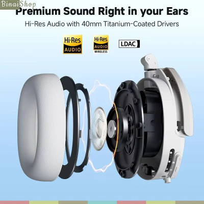 Edifier W830NB - Tai Nghe Over-Ear Không Dây Bluetooth V5.4, Chống Ồn Chủ Động, Hi-Res Audio Wireless, LDAC -45dB, Sử Dụng 94 Giờ - Hàng chính hãng