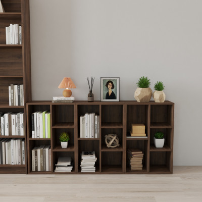 HAPPY FURNITURE , COMBO 3 kệ sách 5 ngăn - CATY , KSA_091, 156cm x 28cm x 77cm DxRxC