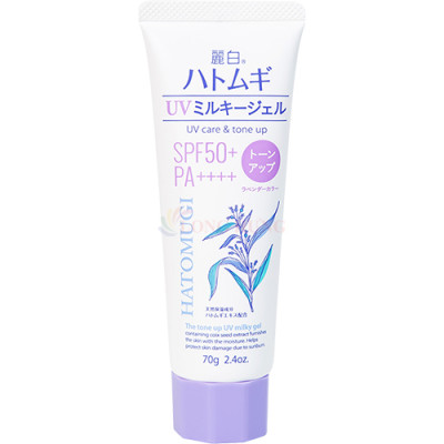 Kem chống nắng nâng tone Hatomugi Kumano Reihaku Tone Up UV Milky Gel SPF50 PA++++ (70g) - Hàng chính hãng