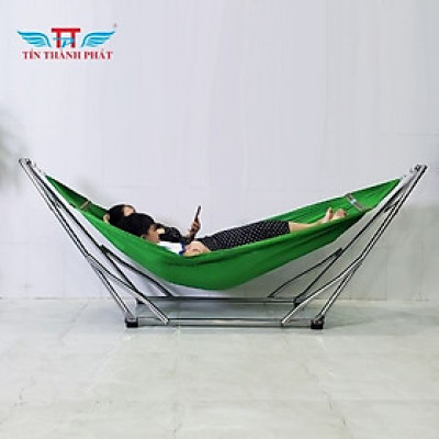 Võng Xếp Inox Crom Đại Tín Thành Phát – Khung Dày Dặn, Chắc Chắn, Bền Đẹp, lưới võng thoáng mát