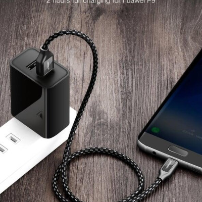 Ugreen UG50142US259TK 0.5M màu Đen Cáp sạc truyền dữ liệu USB 2.0 sang TYPE C vỏ bọc lưới đầu mạ vàng - HÀNG CHÍNH HÃNG