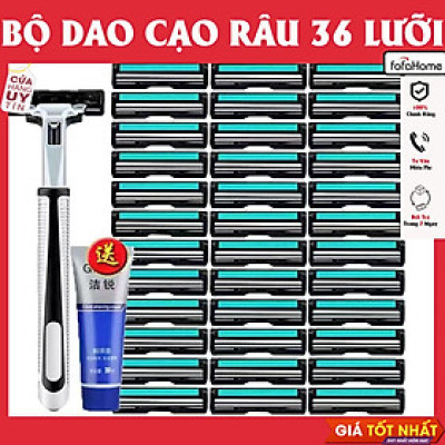 Set Dao Cạo Râu Và 36 Lưỡi Dao Kép, Tặng Kèm Tuýp Kem Cạo Râu, Giúp Bạn Cạo Không Đau, Sảng Khoái