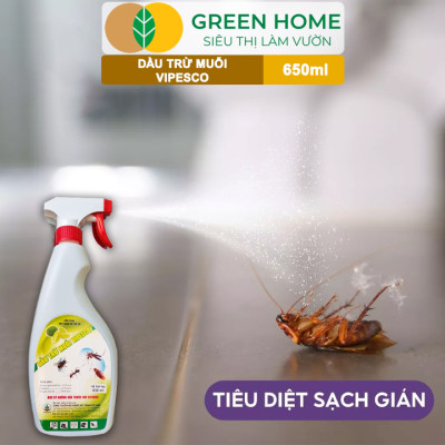 Dầu Trừ Muỗi Vipesco GreenHome, Chai 650Ml, Đặc Trị Muỗi, Kiến, Gián Nhanh Chóng, Hiệu Quả Và An Toàn