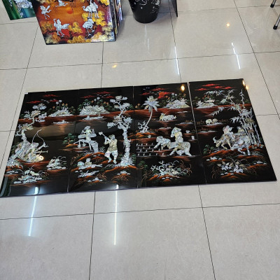 Bộ Tranh Sơn Mài 4 Tấm - NGƯ TIỀU CANH MỤC | Khảm Cừ Chìm Cao Cấp | Size 80x160 cm