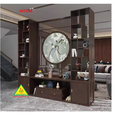 Vách ngăn phòng khách nhà bếp, Tủ kệ vách ngăn phòng 3VTK38 - Nội thất lắp ráp Viễn Đông Adv