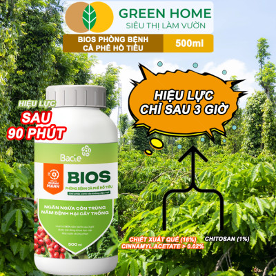 Chế Phẩm Sinh Học Bacte Bios Phòng Bệnh Cà Phê Hồ Tiêu, Green Home, Chai 500ml, Hiệu Lực Nhanh Mạnh