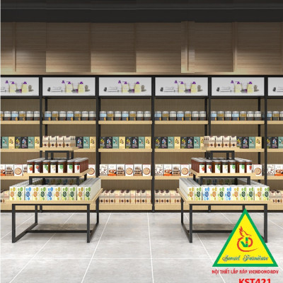 Kệ gỗ trưng bày rau củ quả, kệ trưng bày sản phẩm, hàng hóa KST421 - NỘI THẤT LẮP RÁP VIENDONGADV