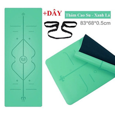 Thảm Tập Yoga Định Tuyến 5mm Cao Su PU Cao Cấp + Túi Đựng + Dây Buộc