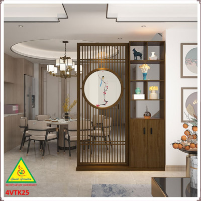 Vách ngăn phòng khách, vách ngăn tủ kệ bằng gỗm bình phong tranh 4VTK25 - NỘI THẤT LẮP RÁP VIENDONGADV