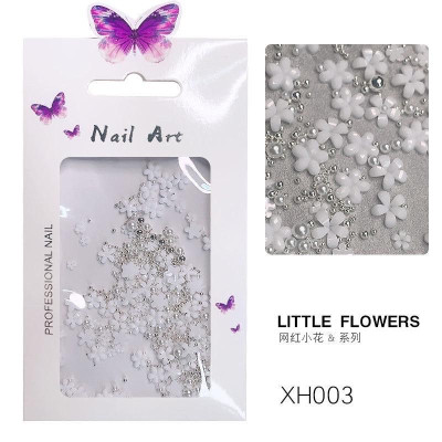 Charm Hoa Nhí Mix Bi Hạt Trai, Trang Trí Móng Làm Nail, Chất Liệu Nhựa Bi Sắt, Tạo Điểm Nhấn Độc Đáo, Hợp Mọi Màu Sơn