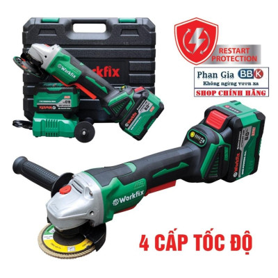 [chính hãƞg] Máy Mài Pin Workfix WF-AG100B Công Tắc Bóp,Chống Khởi Động Lại ,Chân Pin Phổ Thông, Lõi Đồng Bảo Hành 12T