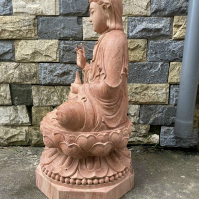 Tượng phật bà quan âm bồ tát bằng gỗ hương đá kt cao 70×35×35cm