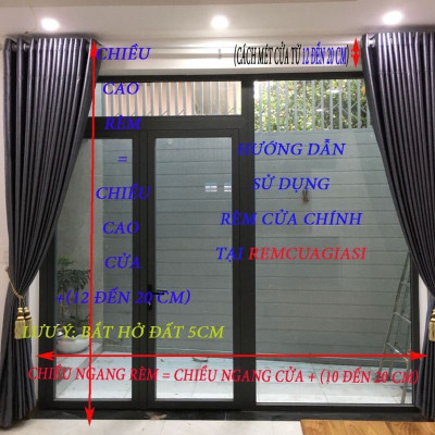 Rèm Ghi tối R2,5m x C2,9m = 2. R1,3 x C 2,2m = 2. Bộ thanh trep 3m + 1,7m