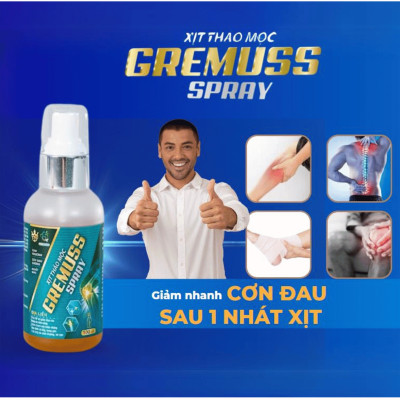 Xịt giảm đau khớp thảo dược Vạn Sinh Châu Gremuss Spray chai 50ml dùng cho bong gân, chấn thương, căng cơ bắp
