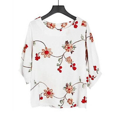 Áo thêu hoa trung niên dáng dài