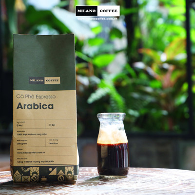 Cà phê 100% ARABICA rang mộc nguyên chất MILANO COFFEE 250gr