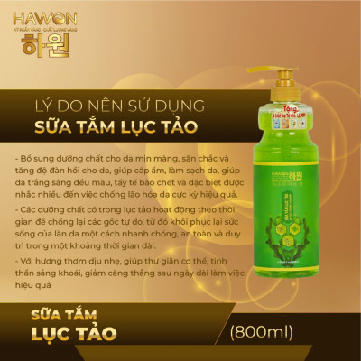 Sữa Tắm Trắng Da Lục Tảo Cao Cấp HAWON - 800ml