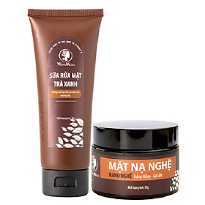 Bộ dưỡng trắng, sạch thâm mụn Wonmom ( 1 Sữa rửa mặt + 1 Mặt nạ nghệ )