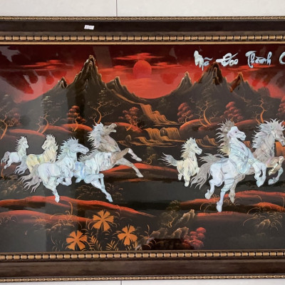 Tranh sơn mài - MÃ ĐÁO THÀNH CÔNG - Khảm cừ size 50x80 cm