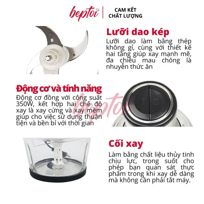Máy xay thịt cối thủy tinh, dao inox, máy xay đa năng công suất 350W OSAKO OST-350 - Hàng chính hãng