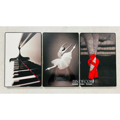 (ẢNH THẬT) Tranh treo tường âm nhạc và múa ba lê bộ 3 tấm trang trí decor kèm đinh