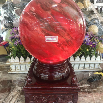 Bi đèn xoay phong thủy đá núi lửa đỏ nặng 13 kg