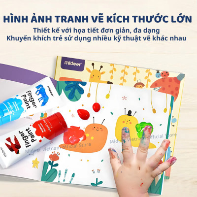 Finger Paint Mideer màu vẽ mặt, vân tay, màu nước an toàn cho bé kèm sổ vẽ và dụng cụ