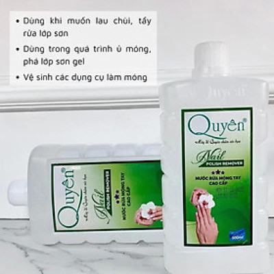 Nước Rửa Móng Axetol Quyên 500ml Chai Vuông Chữ Dập Nổi Cao Cấp Làm Nail, Dung Dịch Tẩy Rửa Sơn, Ủ Phá Gel Sạch Nhanh, Mau Khô, Không Mùi Hắc