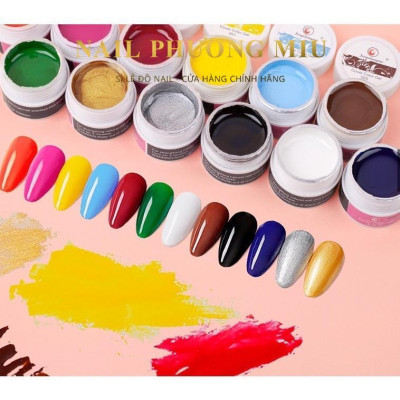 Gel Vẽ Feng Shangmei 12 Màu Cao Cấp Đậm Đặc 8g/Hũ Làm Nail Chuyên Dụng Phương Miu Nữ Women