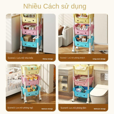 Kệ Gấu Đựng Đồ Đa Năng 4 Tầng Cho Bé - Kệ Đựng Đồ Chơi Có Bánh Xe Tiện Lợi - HÀNG CHÍNH HÃNG MINIIN