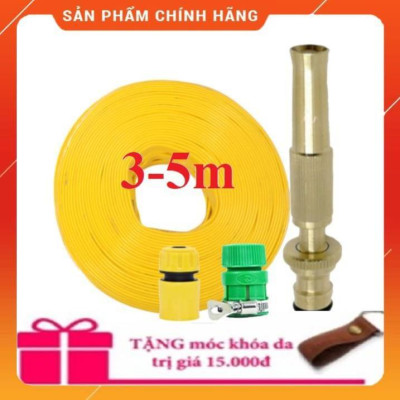️ Bộ dây vòi xịt nước rửa xe, tưới cây ,tăng áp 3 lần,loại 3m,5m 206587 cút sập,nối nhựa vàng+ móc khoá