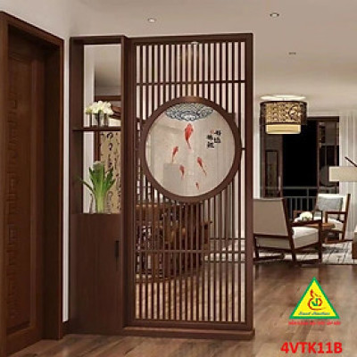 Vách ngăn phòng khách, vách ngăn tủ kệ bằng gỗ 4VTK11 - Nội thất lắp ráp Viendong adv