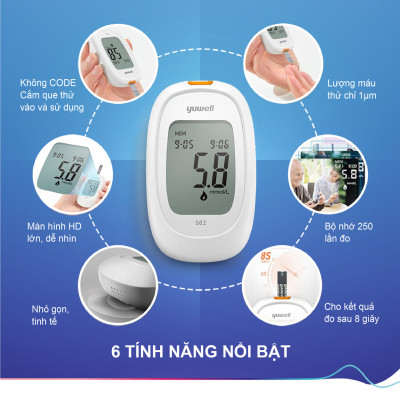 Máy Đo Đường Huyết Thế Hệ Mới Yuwell Accusure 582 - Kết Quả Chính Xác - Bảo Hành Trọn Đời