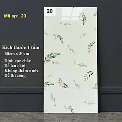 Bộ 5 Tấm Xốp Dán Tường 3D PVC Lá Xanh 60x30cm Keo Sẵn Dày 2,5mm Cao Cấp, Sang trọng
