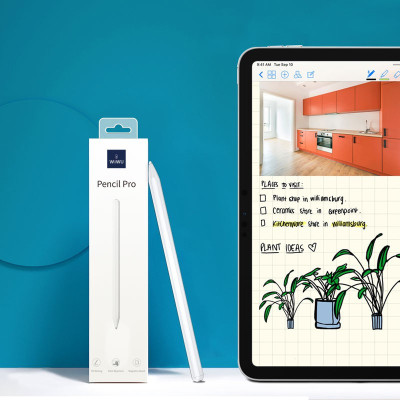 Bút cảm ứng stylus thông minh siêu mịn mượt hiệu WIWU Pencil Pro cho iPad Pro và các dòng iPad / iPad Mini từ đời 2018 trở lên hỗ trợ viết vẽ nghiêng hơn 60 độ, chống tì tay, trang bị nam châm hít vào iPad - Hàng nhập khẩu