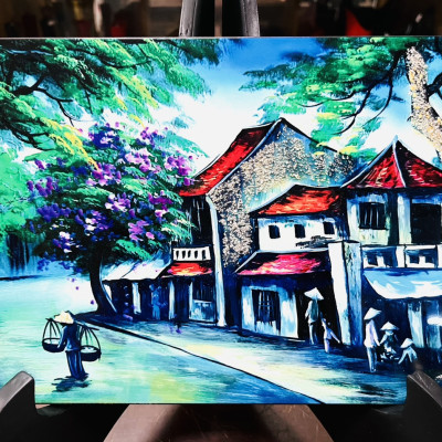 Tranh Sơn Mài - PHỐ CỔ VIỆT NAM | Size 20x30 cm | Nghệ Thuật Truyền Thống – Trang Trí Tinh Tế