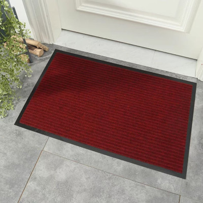 Thảm chùi chân dành cho gia đình nhà hàng khách sạn đế cao su chống trượt mặt thảm sợi len tổng hợp dạng sọc Stripmate Màu Xám đen & đổ đun