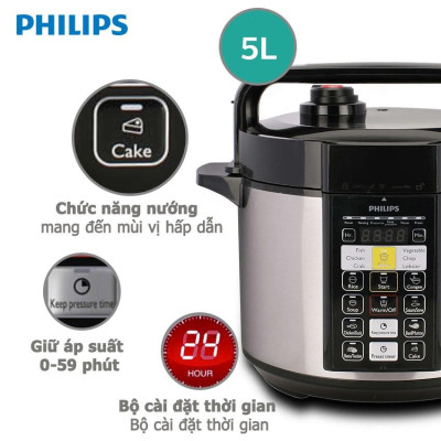 Nồi Áp Suất Điện Tử Philips HD2136/66, 5Lit - 980W, Hàng Chính Hãng