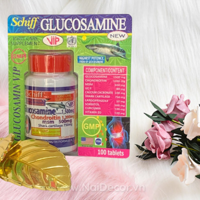 Viên uống Glucosamine 1500mg - hộp 100 viên - Giúp xương chắc khớp khỏe, ngăn ngừa thoái hóa khớp, tái tạo mô sụn