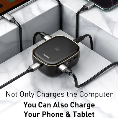 Bộ Hub mở rộng 7 in 1 tích hợp sạc 60W Baseus Type-C HUB Adapter AC Multifunctional Charger - Hàng chính hãng