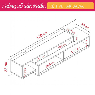 Kệ treo tường để tivi SMLIFE Takigawa
