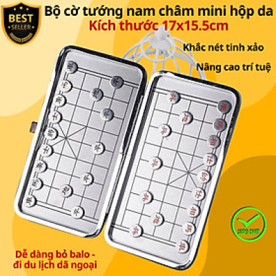 HỘP DA size 17x15cm bộ dụng cụ cắt móng tay 12 chi tiết làm bằng thép không gỉ cao cấp - Cờ tướng nam châm mini D Danido